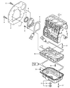 Yanmar Engine Mounting Flange And Oil Sump Diagram and Parts List for 46G 4X4-1I029Z-1H020Z-37BKD710 Cub Cadet Lawn Tractor Accessories
